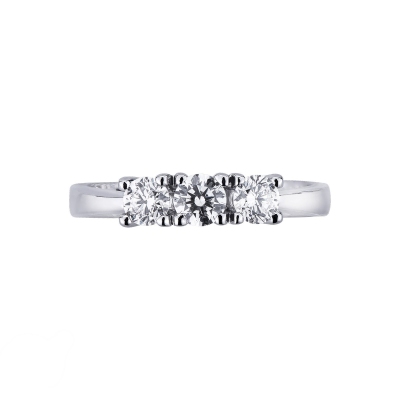 Bague Trilogy Classique en or blanc 18k avec diamants taille brillant