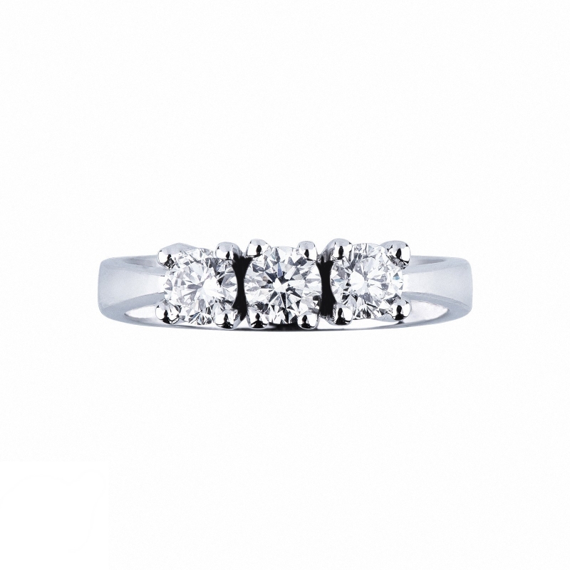 Bague trilogy en or blanc 18k avec diamants 0.75 ct
