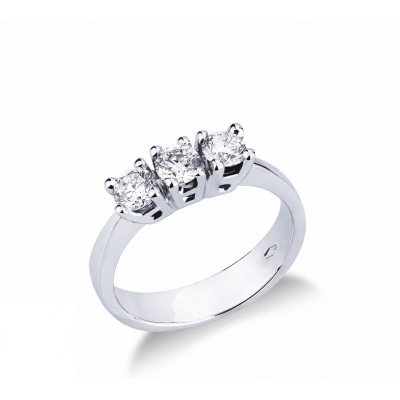 Bague trilogy en or blanc 18k avec diamants 0.75 ct
