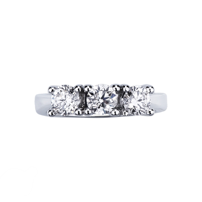 Bague Trilogy en Or Blanc 18k avec 3 Diamants CT 1.00