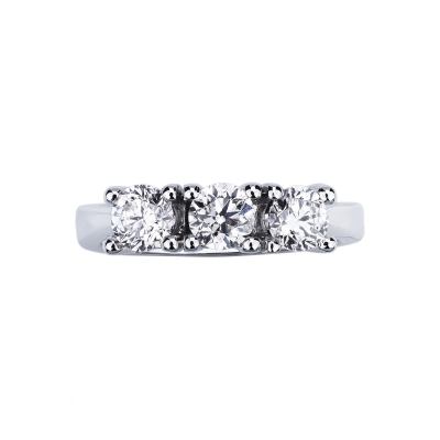 Bague Trilogy en Or Blanc 18k avec 3 Diamants CT 1.00