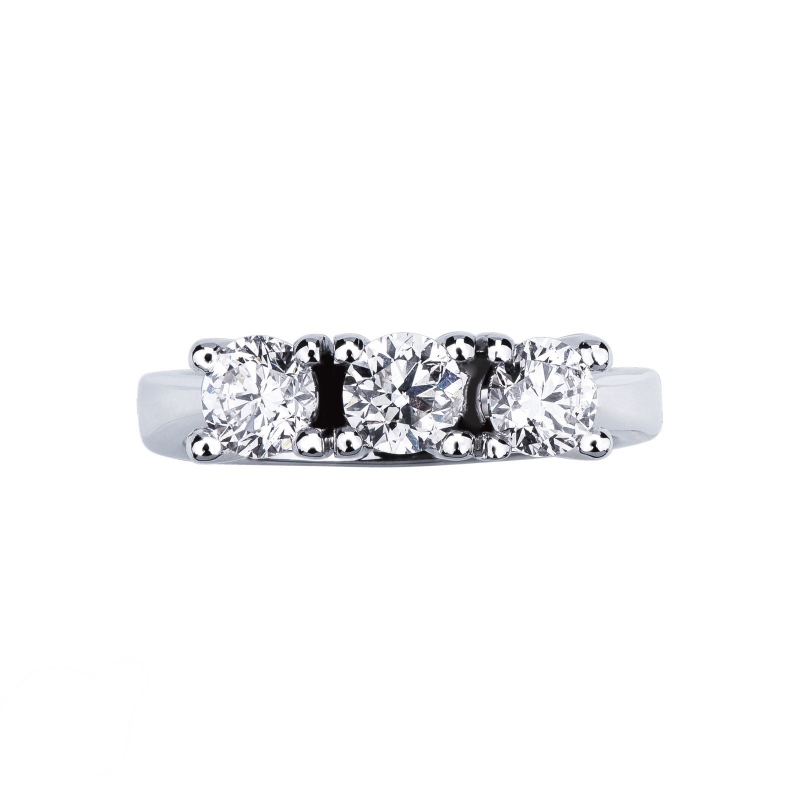 Bague Trilogy femme en or blanc 18K avec diamants CT 1.20 Bague Trilogy femme en or blanc 18K avec diamants CT 1.20