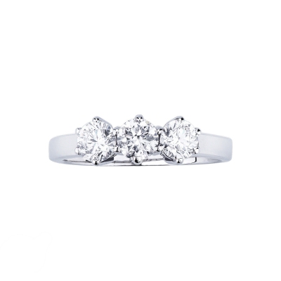 Bague trilogy en or blanc 18k avec diamants taille brillant 0.45 ct