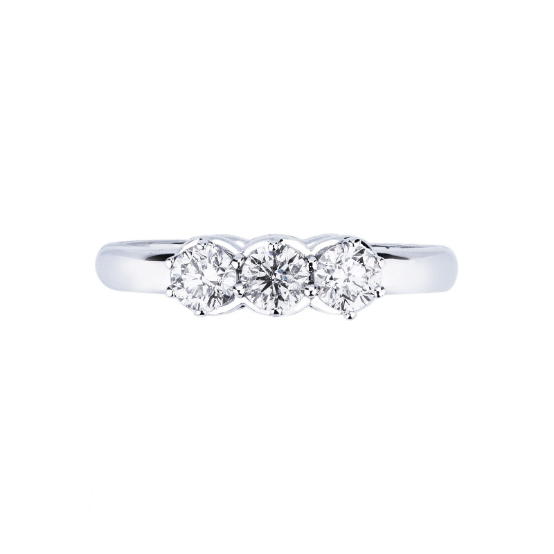 Bague trilogy en or blanc 18k avec diamants 0,60 ct