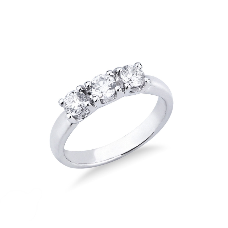 Bague trilogy en or blanc 750 avec 3 diamants