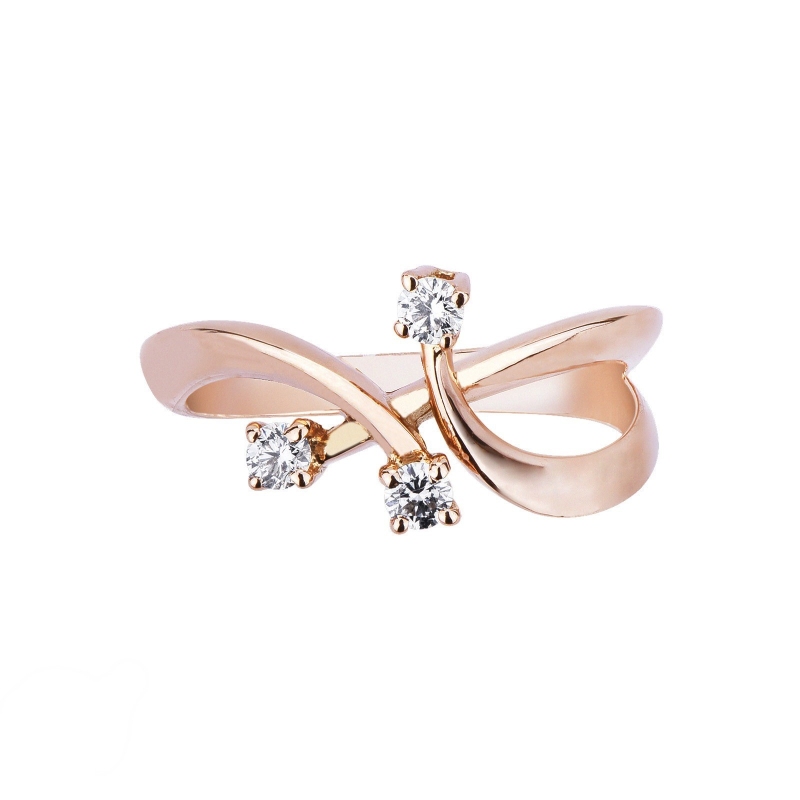 Bague Trilogy Femme en Or Rose 18k avec Diamants ct. 0,22 Bague Trilogy Femme en Or Rose 18k avec Diamants ct. 0,22