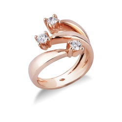 Bague trilogy en or rose 18k avec diamants 0,60 ct