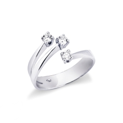 Bague de fiançailles 3 branches ouvertes et diamants 0.30 ct