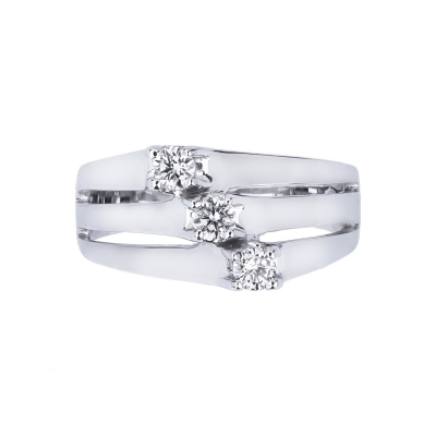 Bague trilogie femme en or blanc 18k avec diamants ct. 0,24