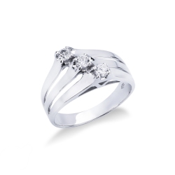Bague trilogie femme en or blanc 18k avec diamants ct. 0,24