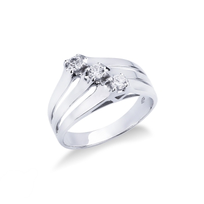 Bague trilogie femme en or blanc 18k avec diamants ct. 0,24