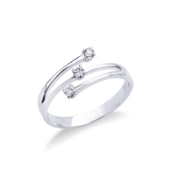 Bague trilogie femme en or blanc 18k avec diamants ct. 0,10
