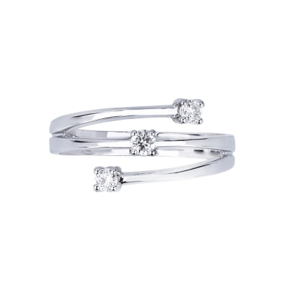 Bague trilogie femme en or blanc 18k avec diamants ct. 0,15