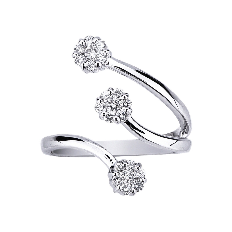 Bague modèle trilogy ilusion en or blanc 18k sertie diamants Bague modèle trilogy ilusion en or blanc 18k sertie diamants