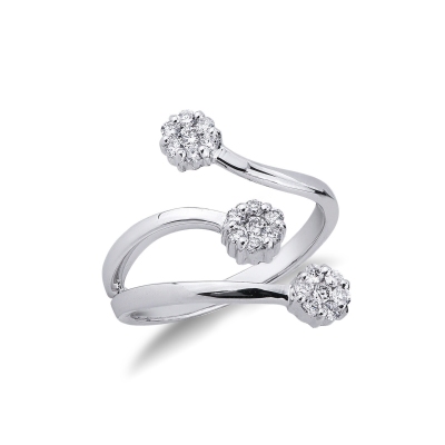 Bague modèle trilogy ilusion en or blanc 18k sertie diamants