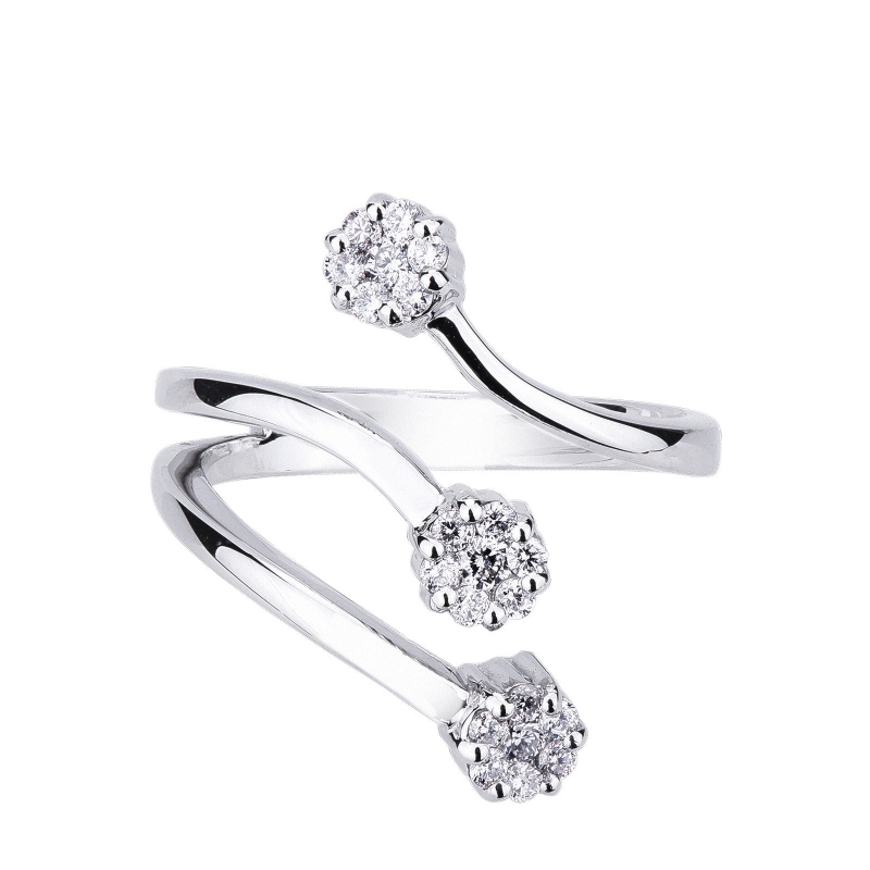 Bague trilogy contrarié en or blanc 18k avec diamants  Bague trilogy contrarié en or blanc 18k avec diamants
