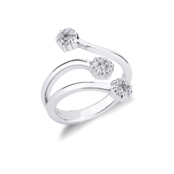 Bague trilogy contrarié en or blanc 18k avec diamants