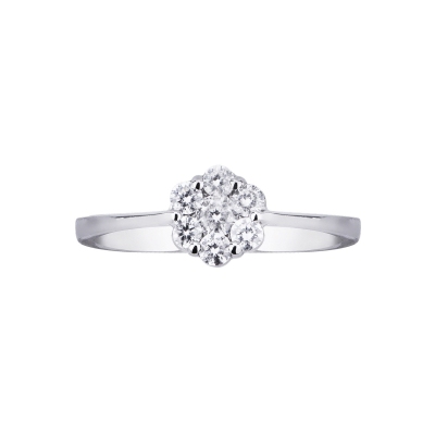 Bague florale pavé or blanc 18k avec diamants