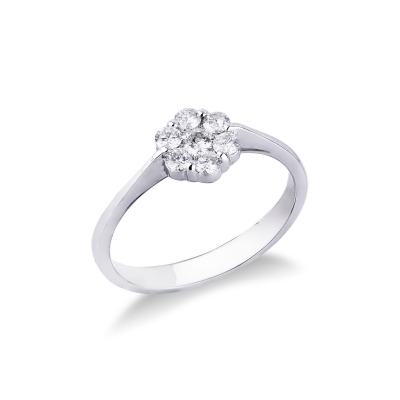 Bague florale pavé or blanc 18k avec diamants