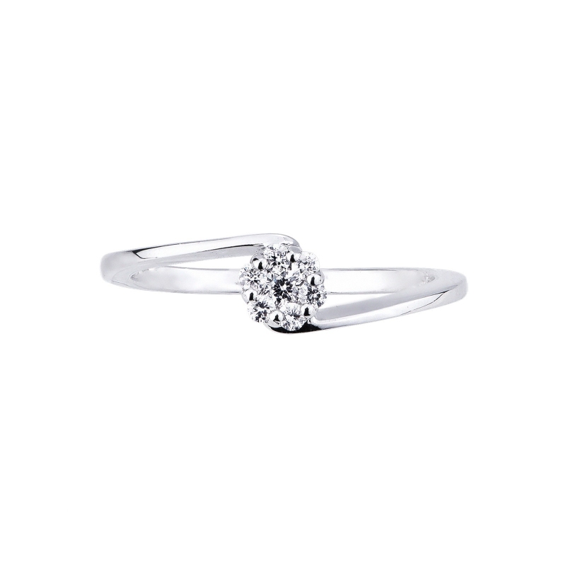 Bague Contrarié Fleur en Or Blanc 18k avec Diamants