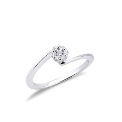 Bague Contrarié Fleur en Or Blanc 18k avec Diamants