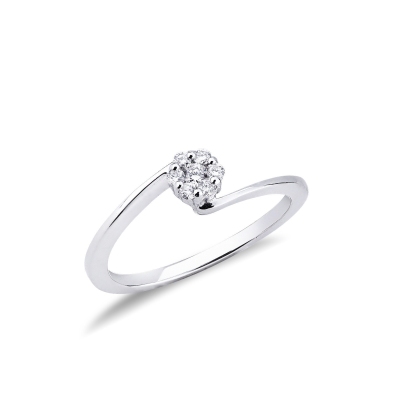 Bague Contrarié Fleur en Or Blanc 18k avec Diamants
