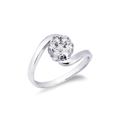 Bague fleur ouverte en or blanc 18k avec diamants
