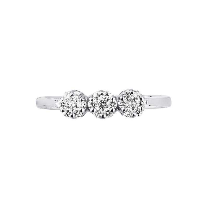 Bague trilogy fleurs illusion en or blanc 18k avec diamants