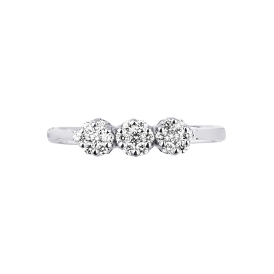 Bague trilogy fleurs illusion en or blanc 18k avec diamants