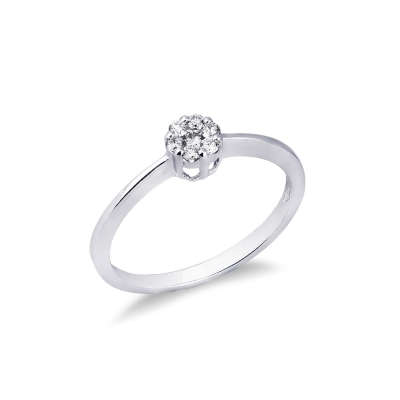 Bague en forme de fleur en or blanc 18 carats sertie de diamants