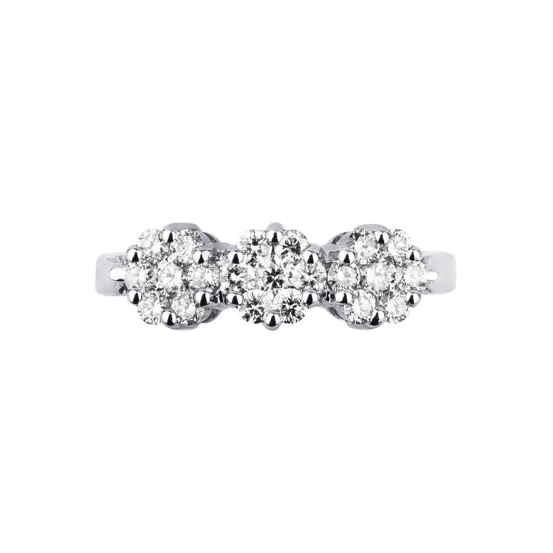  Bague trilogy en or blanc 18k avec diamants 