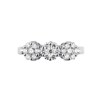  Bague trilogy en or blanc 18k avec diamants 