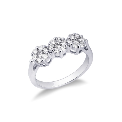  Bague trilogy en or blanc 18k avec diamants 
