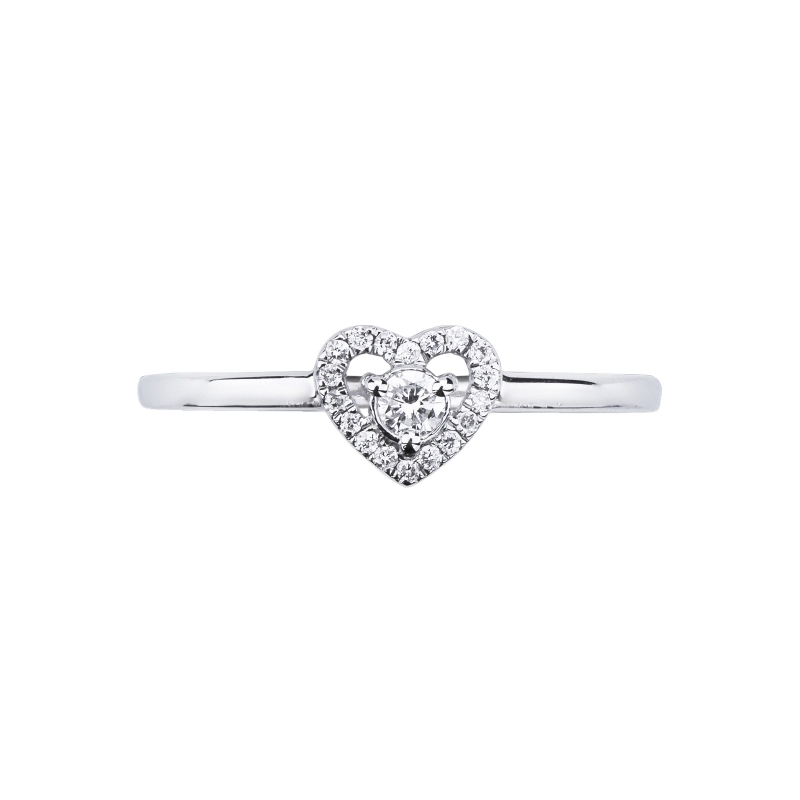Bague cœur en or blanc avec diamant Bague cœur en or blanc avec diamant