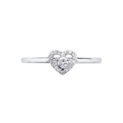 Bague cœur en or blanc avec diamant