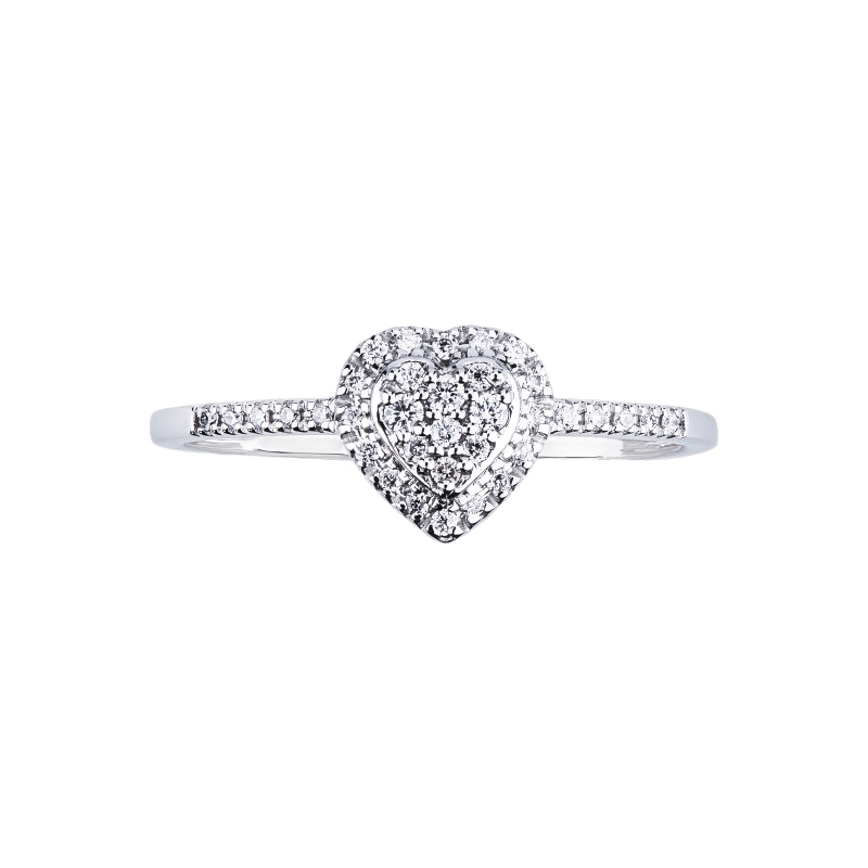 Bague en or blanc 18k avec diamants coeur Bague en or blanc 18k avec diamants coeur