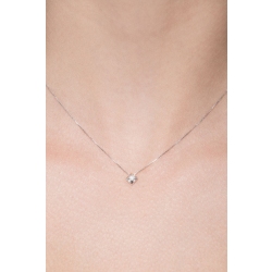 Collier pendentif solitaire en or blanc 18 ct avec diamant 0.04 ct 2