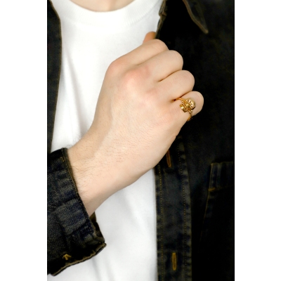 Bague tête de mort en or rose 18k et diamants