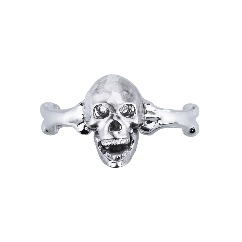 Bague skull mobile en or blanc 18k avec diamants Bague skull mobile en or blanc 18k avec diamants