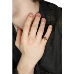 Bague avec skull mobile en or rose 18k et diamants  2