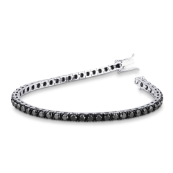 Bracelet riviere en or blanc 18k serti de diamants noirs 7,23 ct