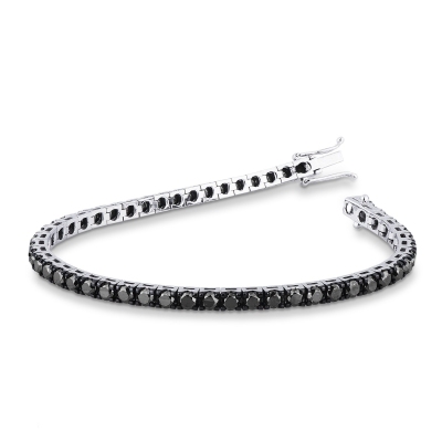 Bracelet riviere en or blanc 18k serti de diamants noirs 7,23 ct 
