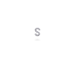 Boucle d'oreille lettre alphabet  S  en diamants et or blanc 750