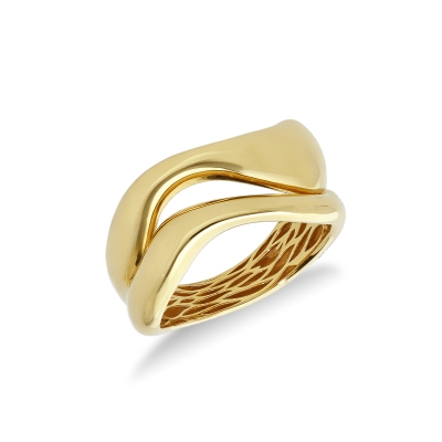 Bague avec vagues en or jaune