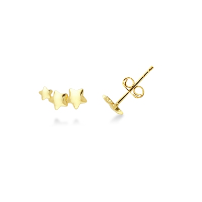 Boucles d’oreilles en or jaune 18K avec trois étoiles