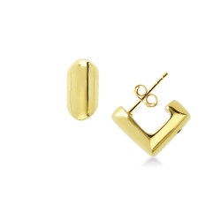 Boucles d'oreilles carrées ouvertes en or jaune 750