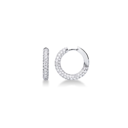 Boucles d’oreilles créoles en or blanc 18k avec diamants