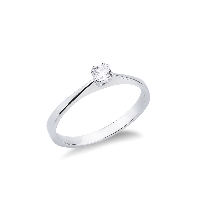 Bague Solitaire Diamant 0.10 ct et Or Blanc 750