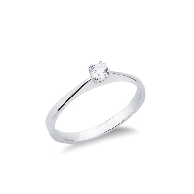 Bague Solitaire Diamant 0.10 ct et Or Blanc 750
