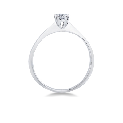 Bague solitaire en or blanc 18k avec huit griffes et diamant CT 0,30 